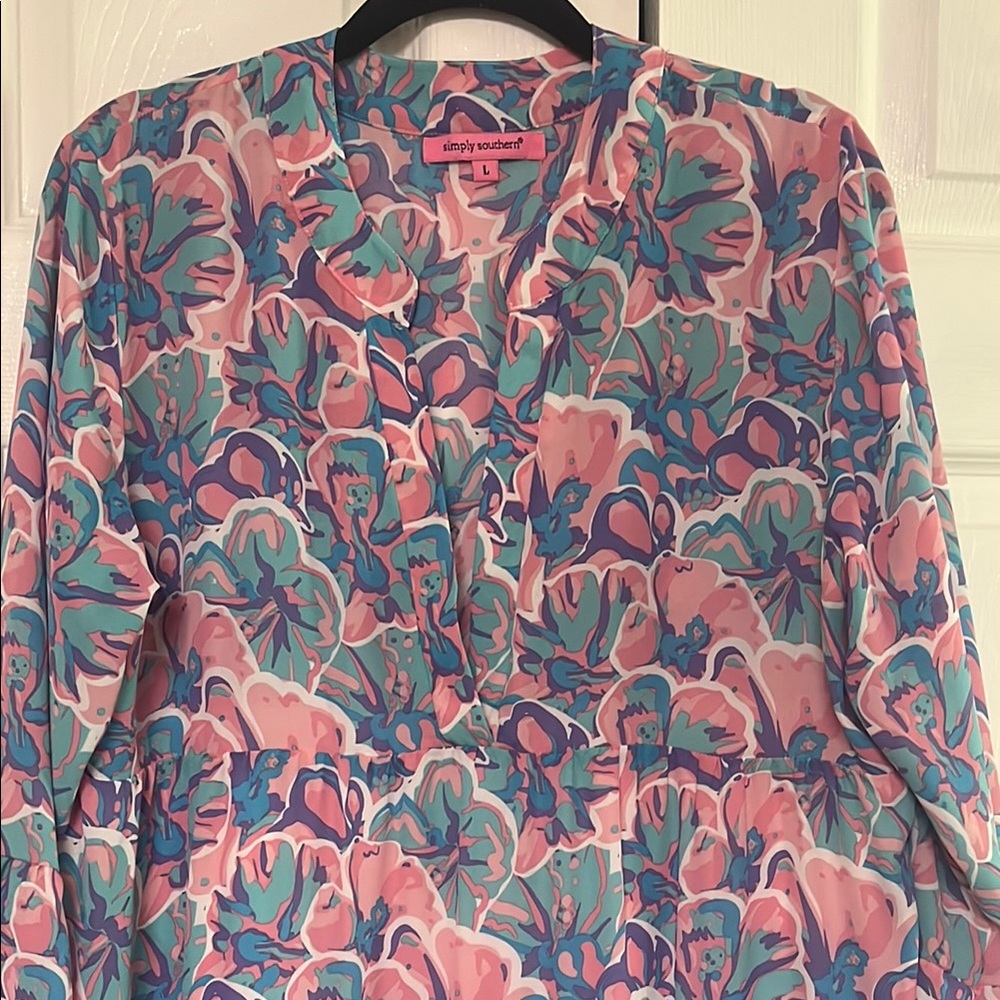 Floral Pink and Blue Maxi Dress - Picture 4 of 8
